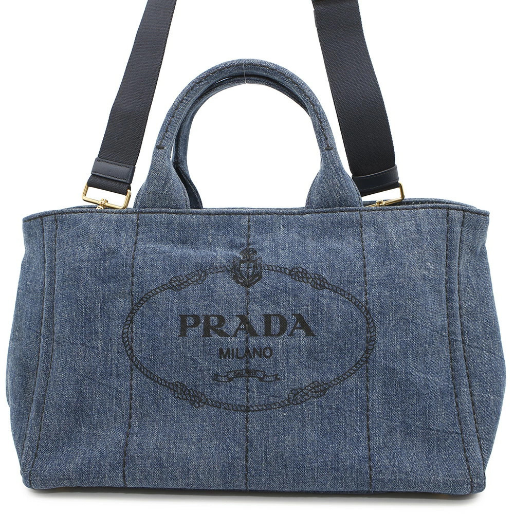 Prada Canapa Denim Tote Bag Shoulder
